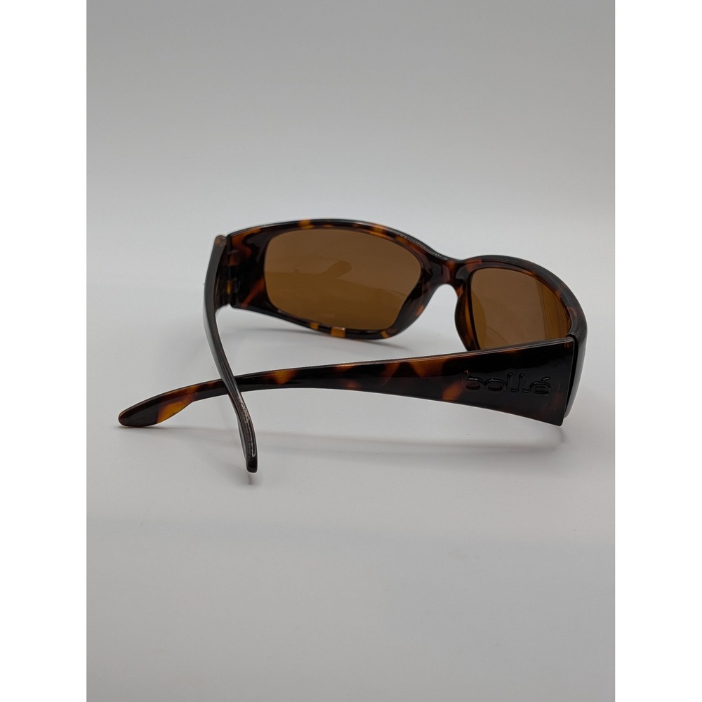Bolle Tortoise Wrap Sunglasses Brown Lens Sporty Y2K Style Logo Temples
